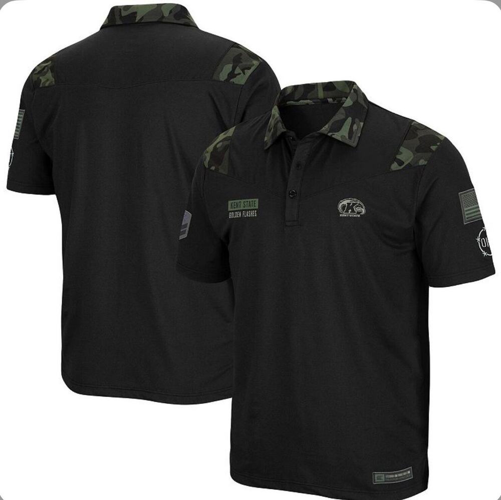 Colosseum Polo Shirt Size M NCAA Kent State U Golden Flashes Black
